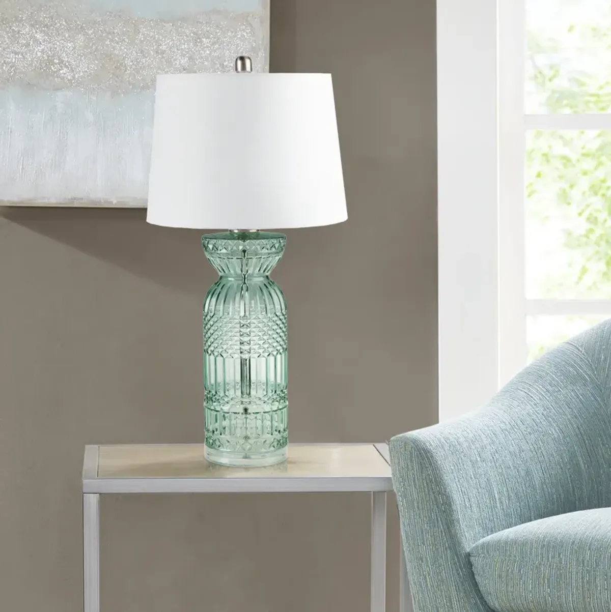 Luxuria Textured Glass and Acrylic Base Table Lamp