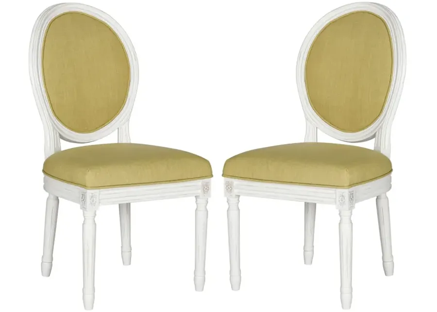 HOLLOWAY 19''H FRENCH BRASSERIE LINEN OVAL SIDE CHAIR - Set of 2