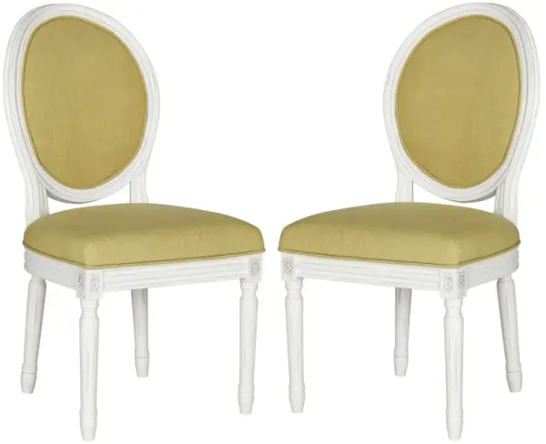 HOLLOWAY 19''H FRENCH BRASSERIE LINEN OVAL SIDE CHAIR - Set of 2