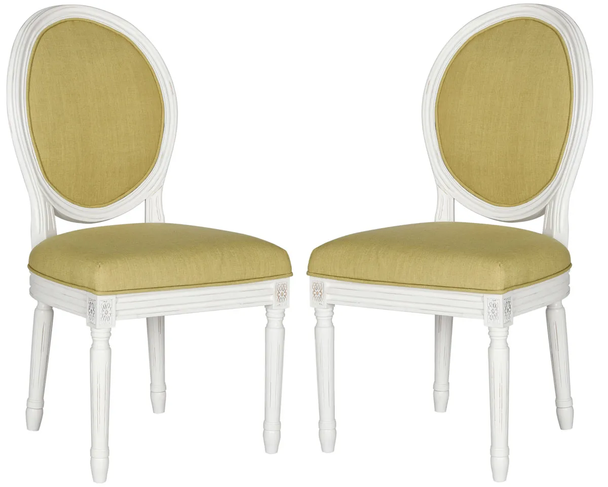 HOLLOWAY 19''H FRENCH BRASSERIE LINEN OVAL SIDE CHAIR - Set of 2