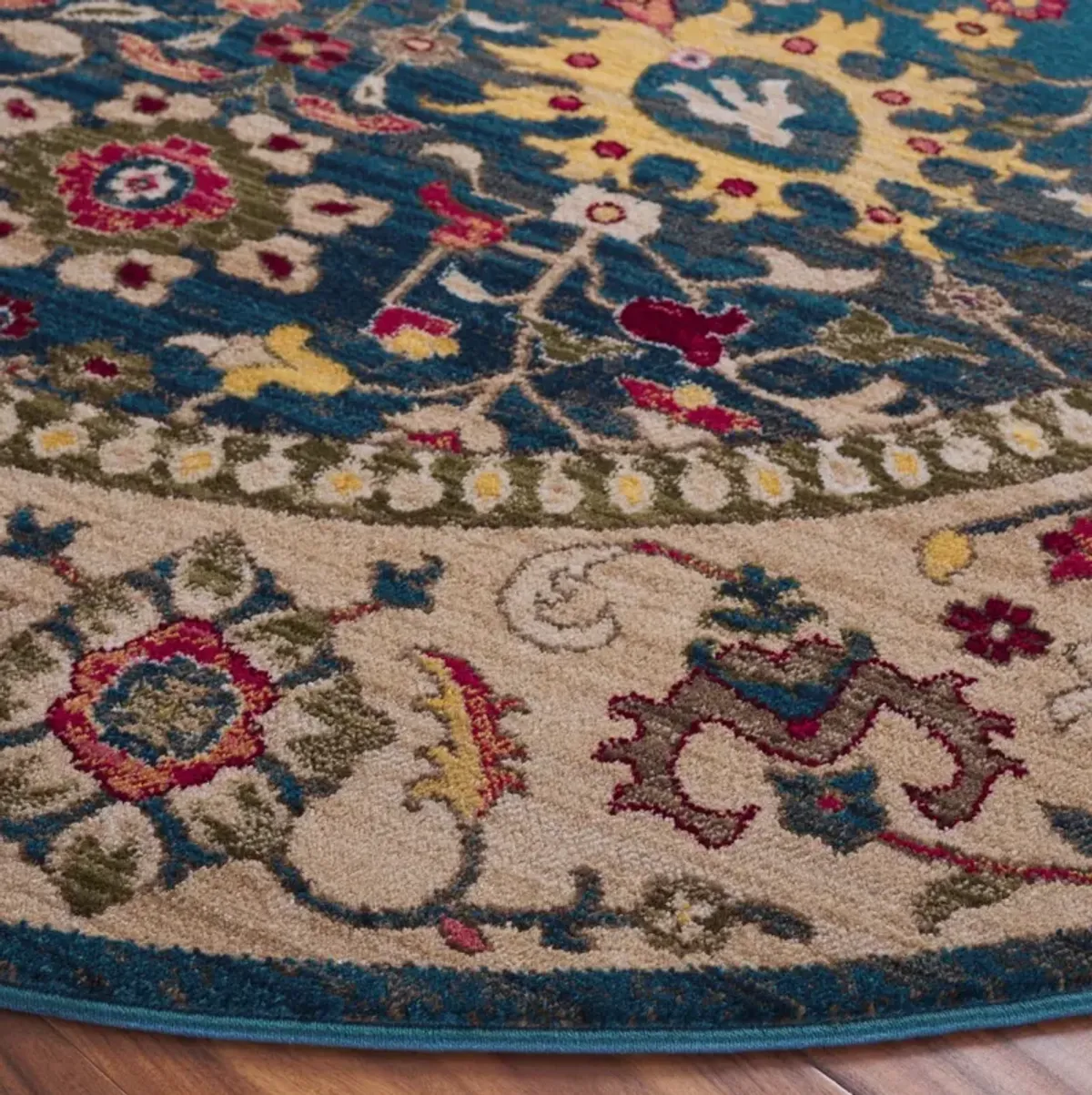 KASHAN 303 BLUE  3'-3' x 3'-3' Round Round Rug