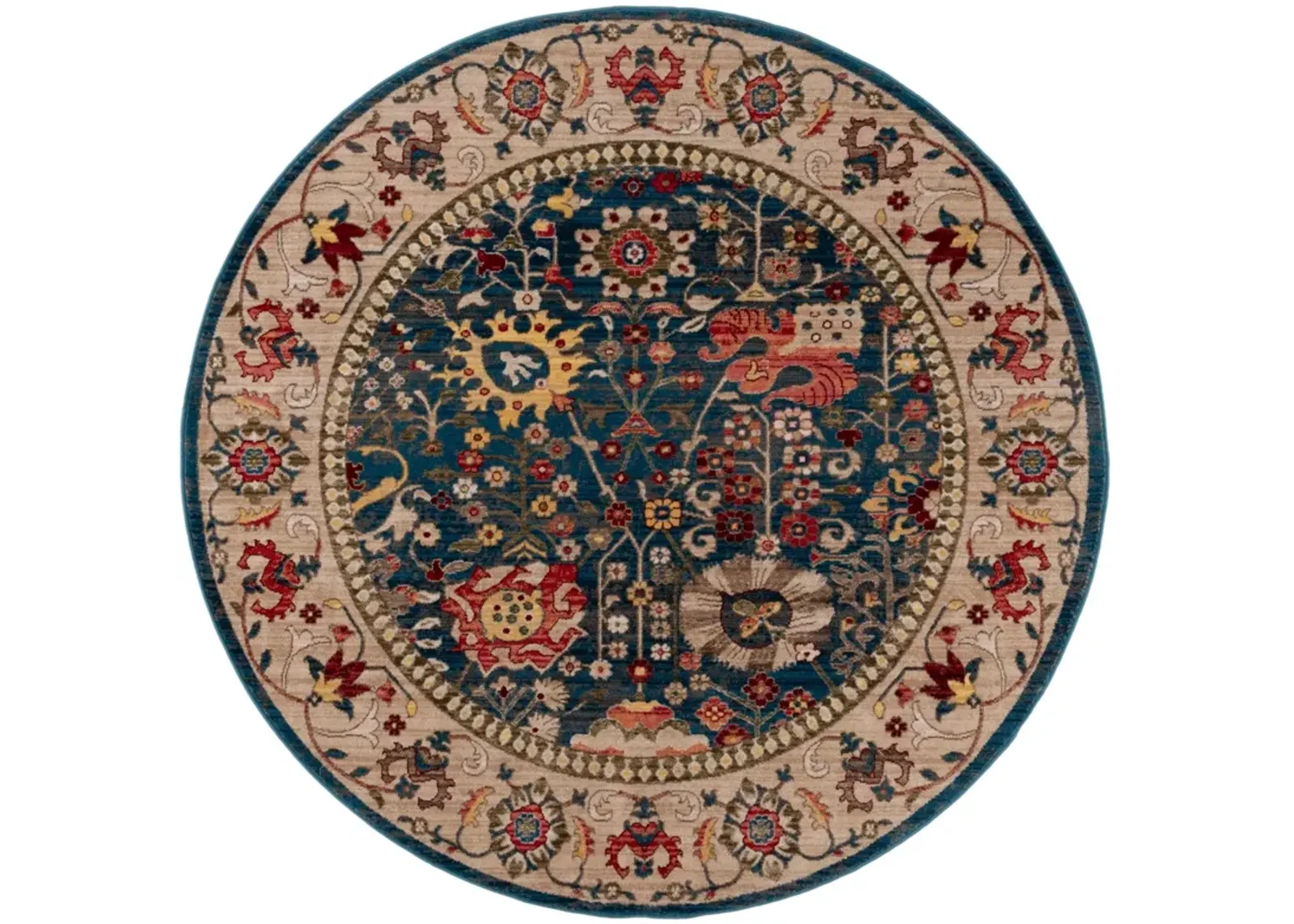 KASHAN 303 BLUE  3'-3' x 3'-3' Round Round Rug