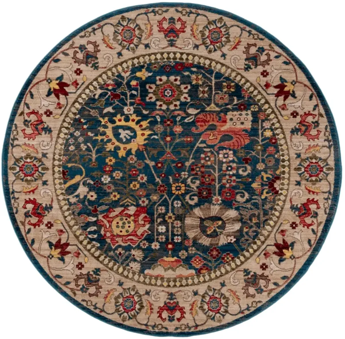 KASHAN 303 BLUE  3'-3' x 3'-3' Round Round Rug