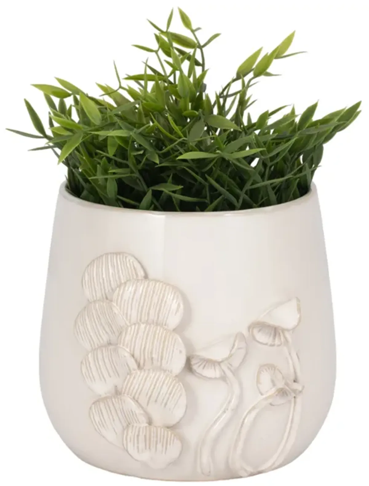 7" Mushroom Applique Planter, Ivory