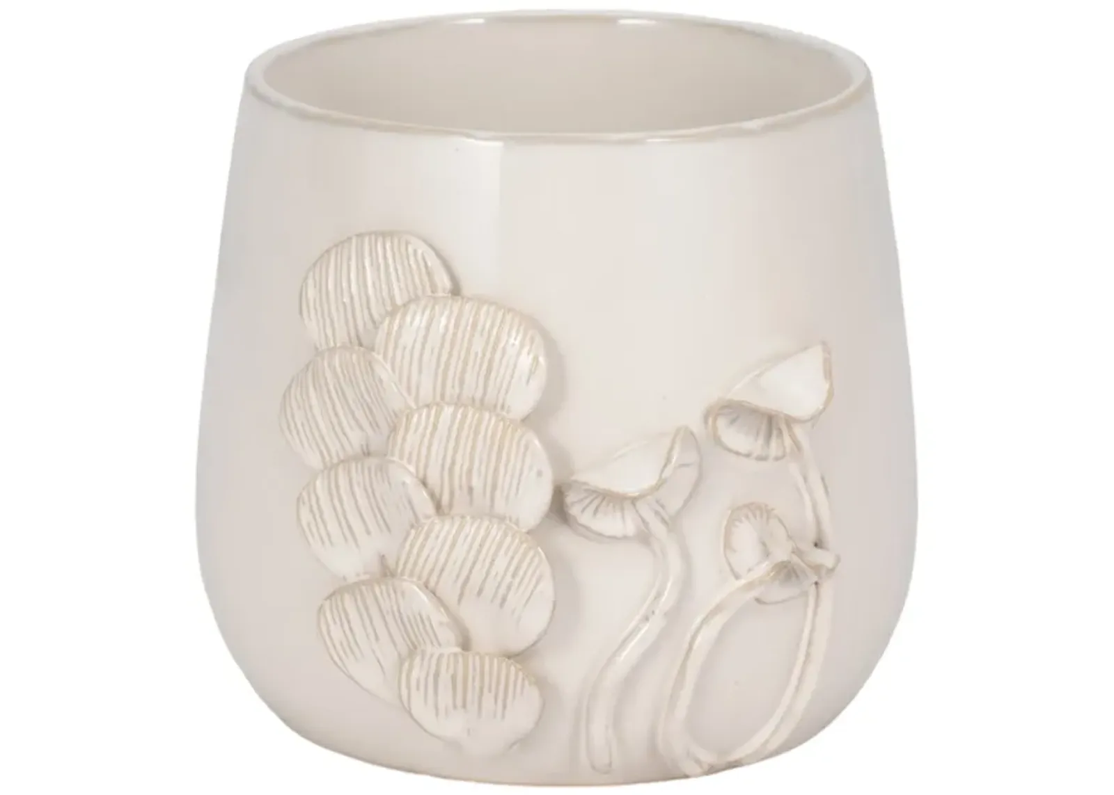 7" Mushroom Applique Planter, Ivory