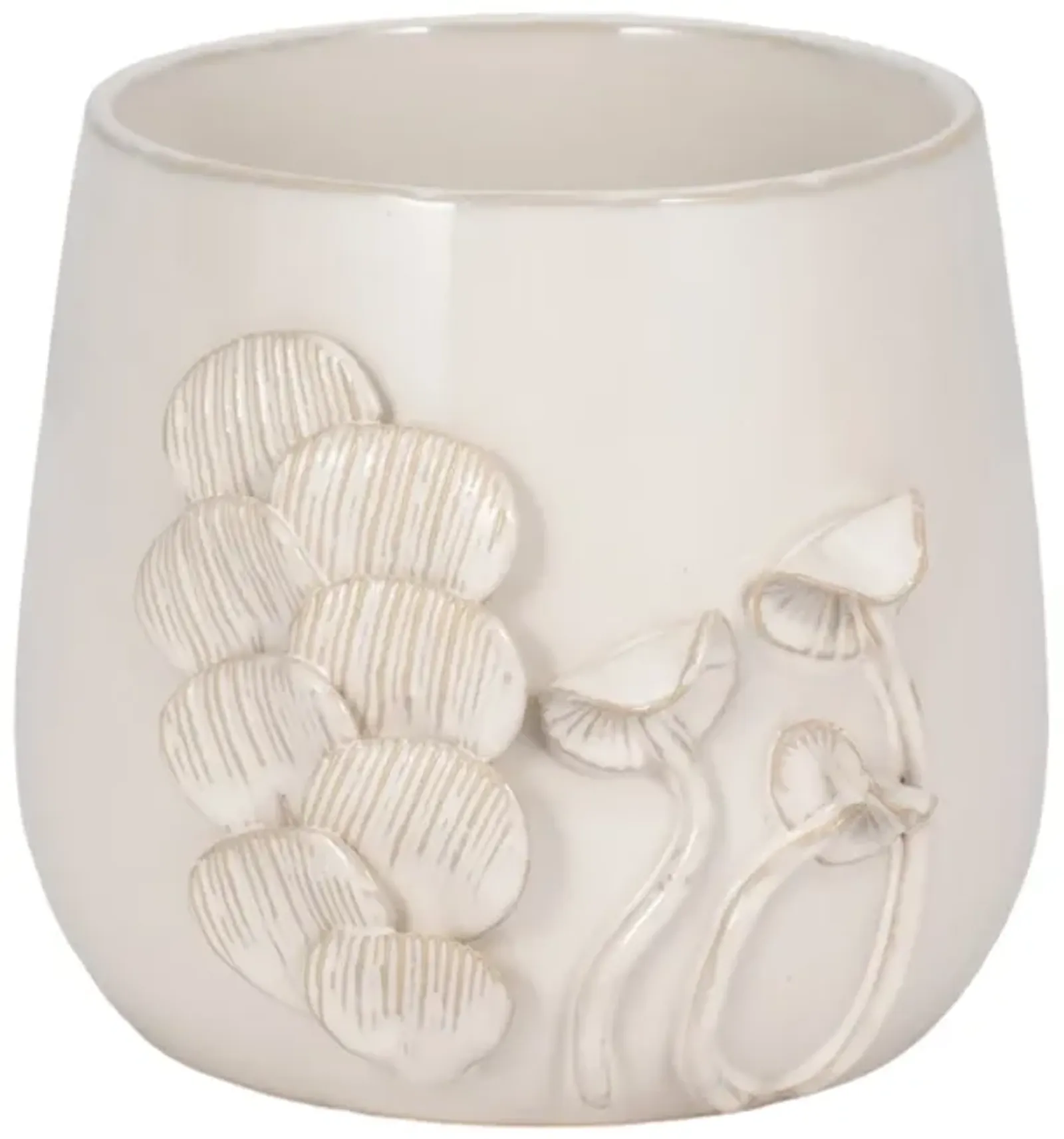 7" Mushroom Applique Planter, Ivory