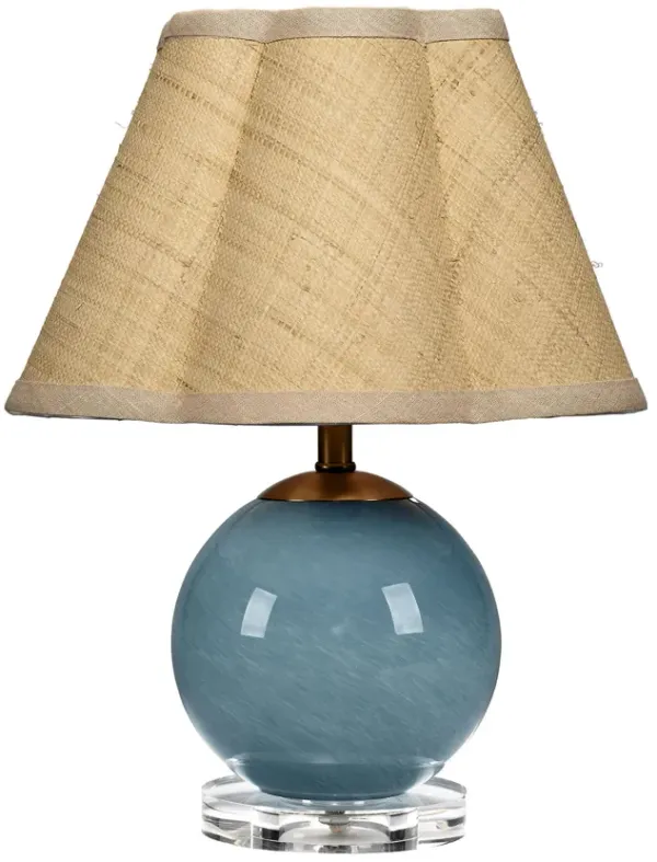 Dottie Blown Glass Table Lamp with Raffia Shade, Blue