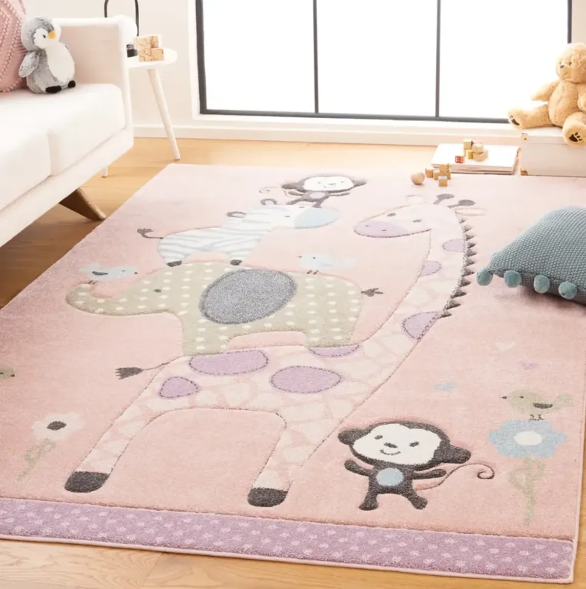 CAROUSEL KIDS 120 BLUSH PINK 9' x 12' Large Rectangle Rug