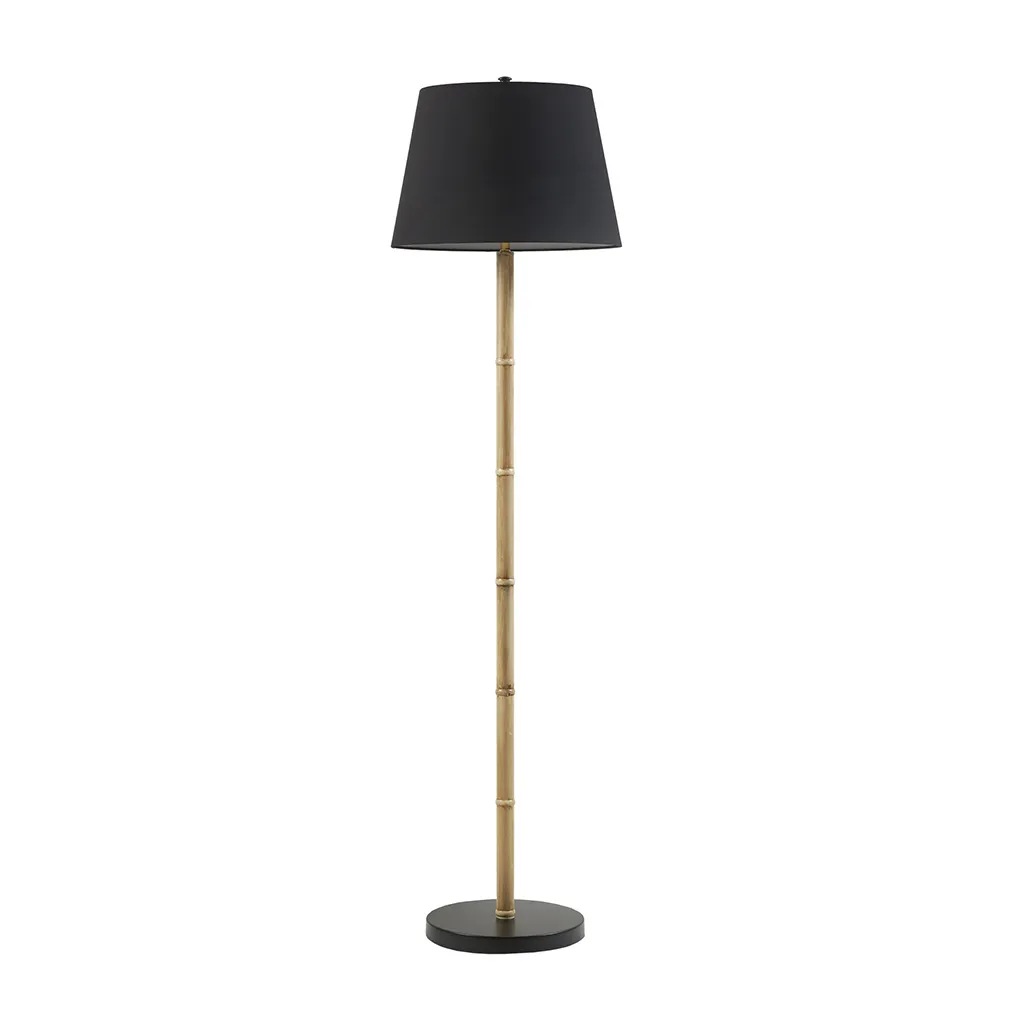 Martha Stewart Nassau Black/Natural Metal Bamboo Floor Lamp 60"H