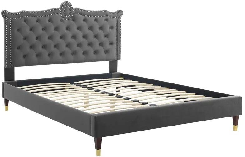 Clara Performance Velvet Queen Platform Bed