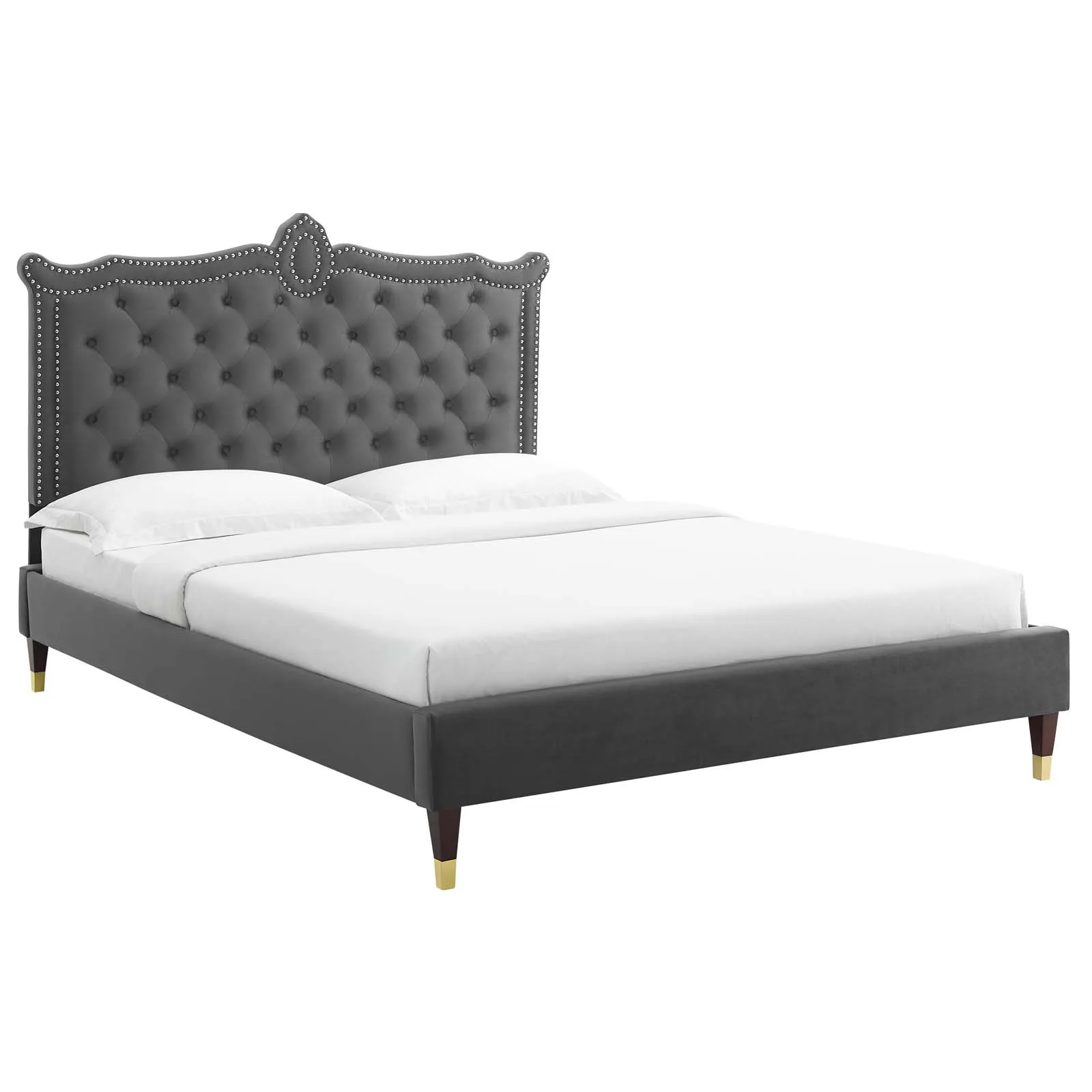 Clara Performance Velvet Queen Platform Bed