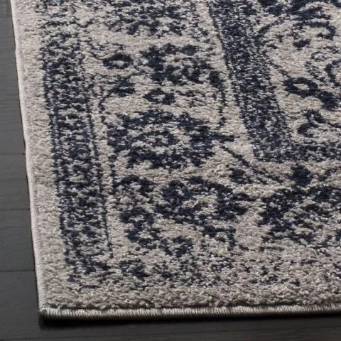 Adirondack Contemporary Grey / Navy 5'-1" X 7'-6" Powerloomed Rug