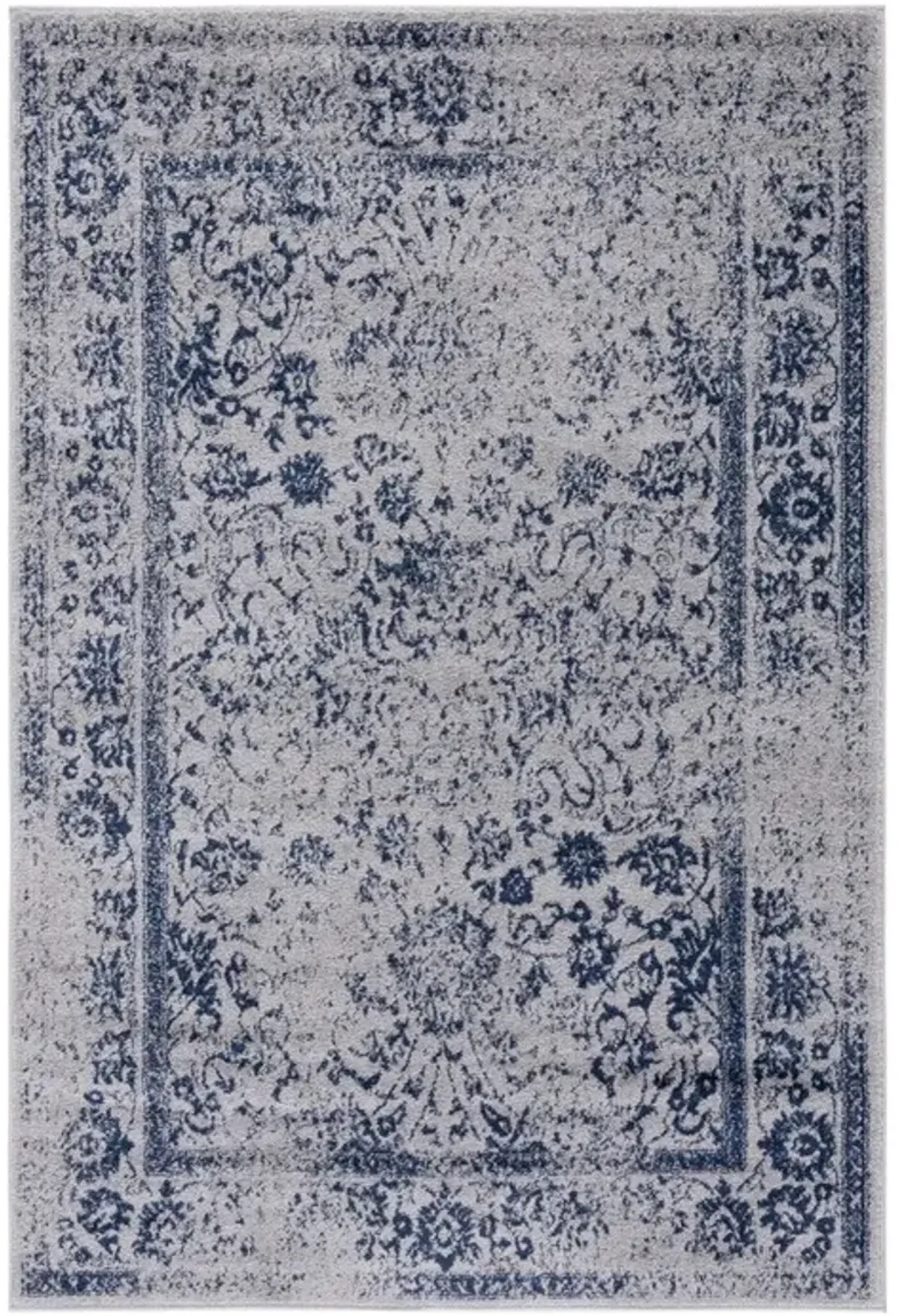 Adirondack Contemporary Grey / Navy 5'-1" X 7'-6" Powerloomed Rug