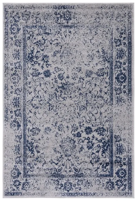 Adirondack Contemporary Grey / Navy 5'-1" X 7'-6" Powerloomed Rug