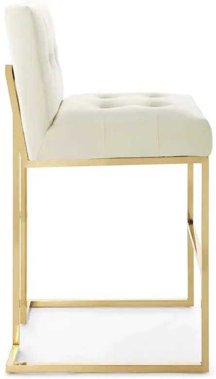 Privy Gold Stainless Steel Performance Velvet Bar Stool