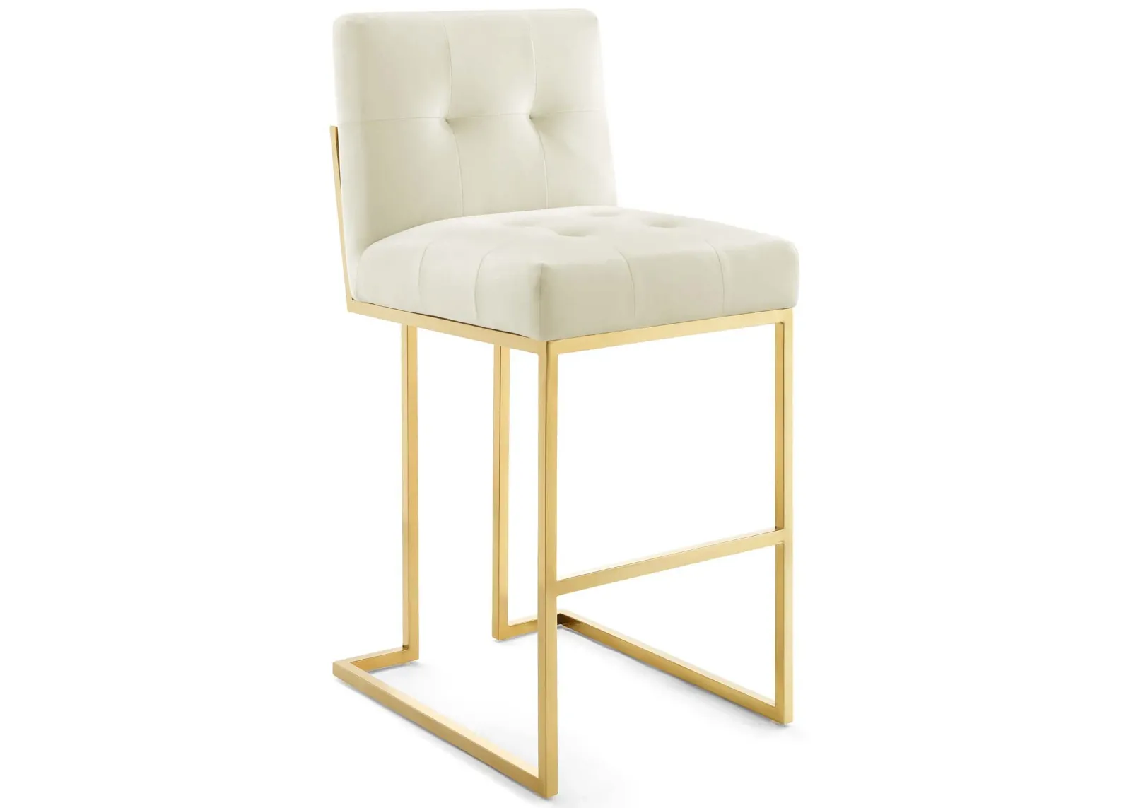 Privy Gold Stainless Steel Performance Velvet Bar Stool