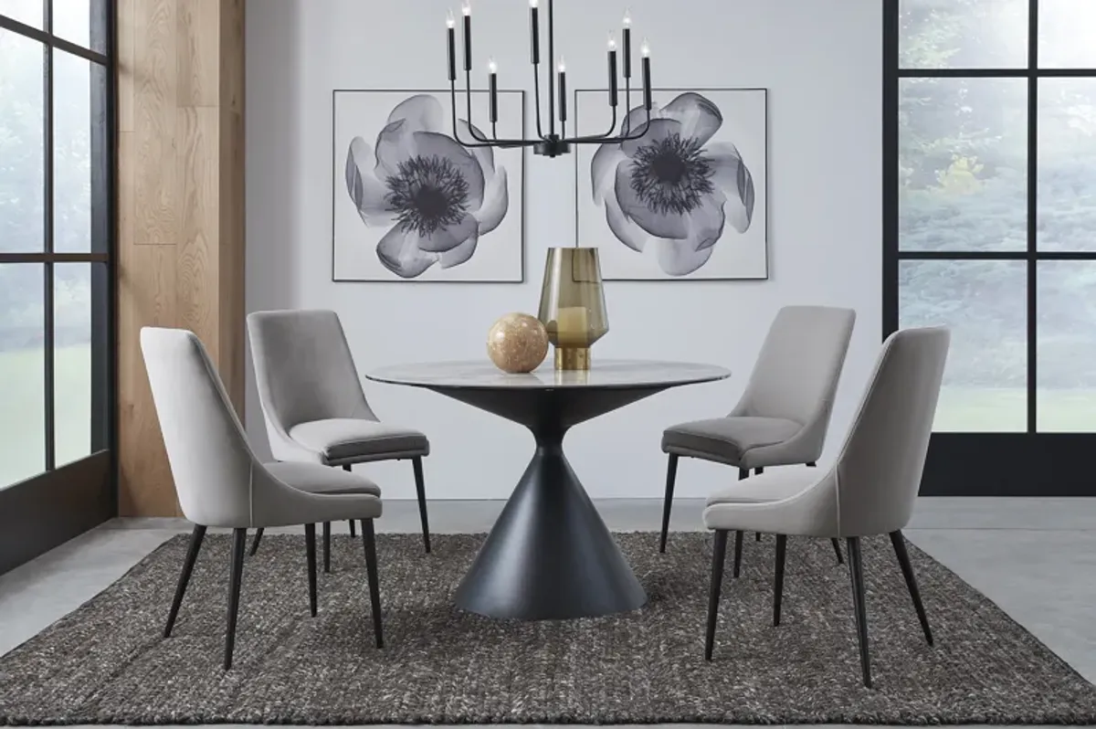 Winston Stone Top Metal Base Round Dining Table in Grigio