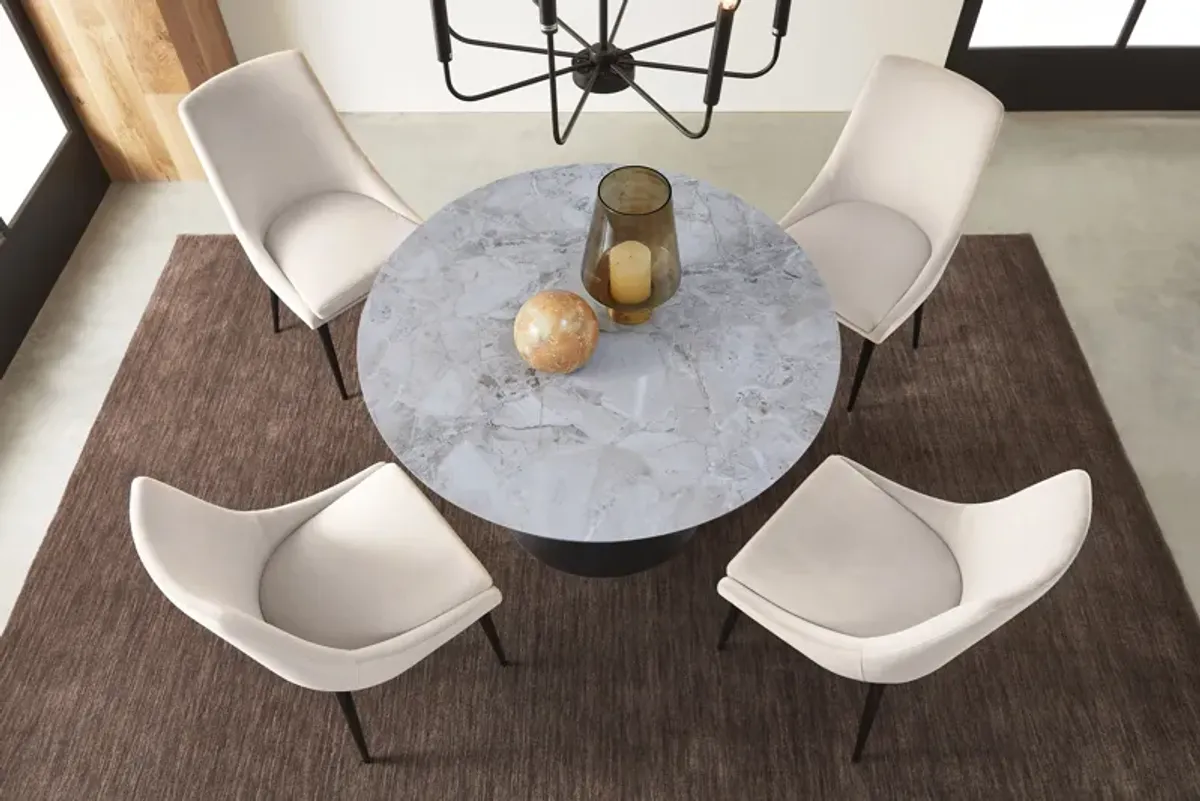 Winston Stone Top Metal Base Round Dining Table in Grigio