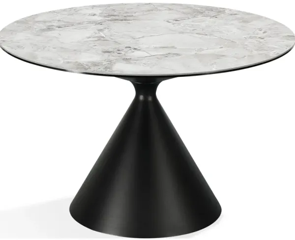 Winston Stone Top Metal Base Round Dining Table In Grigio