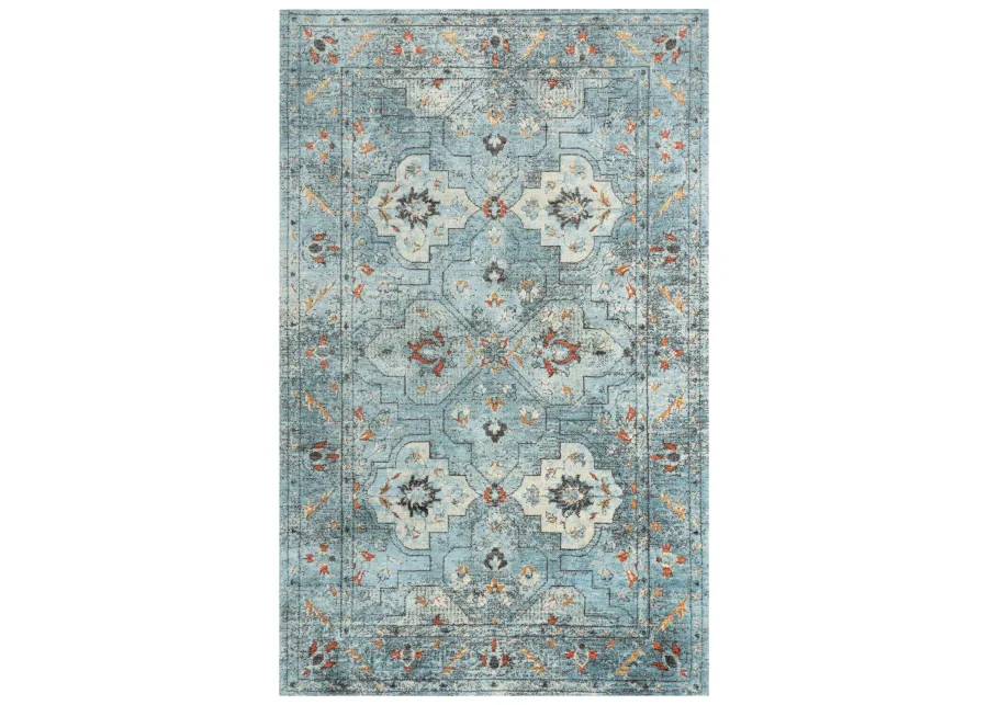 Premier Blue Distressed Classical NZ Wool/Tencel Blend 8' x 10' Rectangle Rug