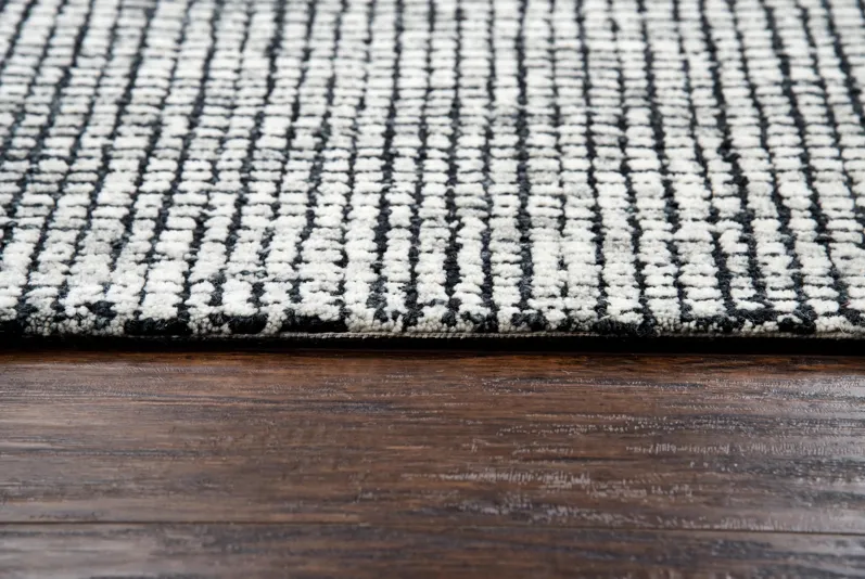 Talbot Black/White Tweed Wool 2'6" x 8' Runner Rug