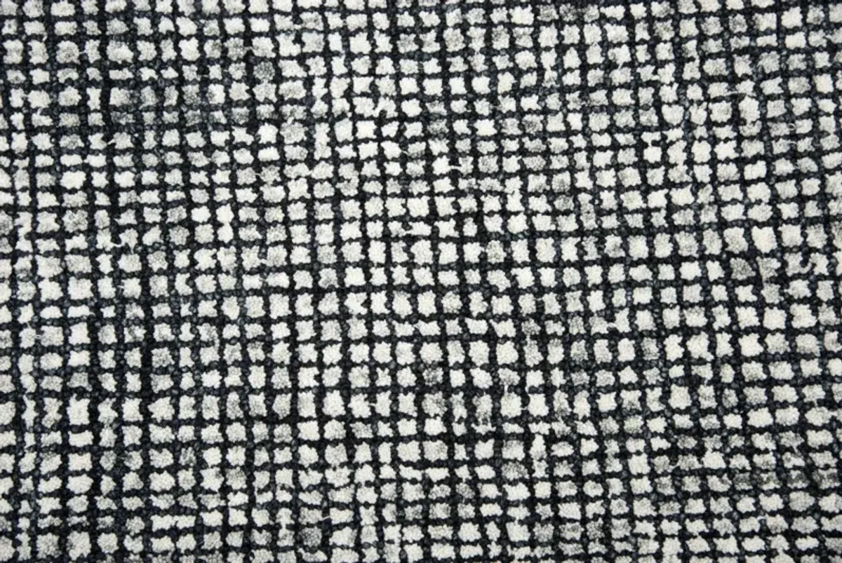 Talbot Black/White Tweed Wool 2'6" x 8' Runner Rug