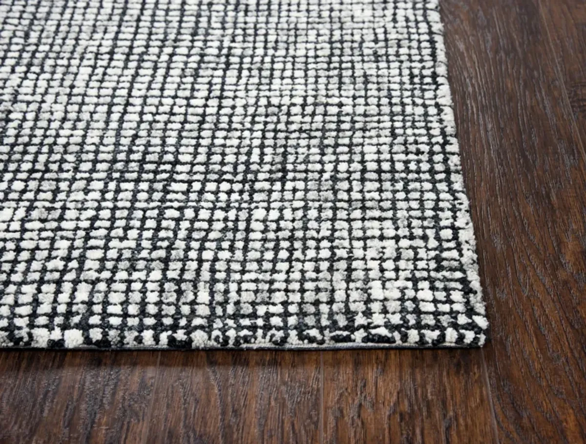 Talbot Black/White Tweed Wool 2'6" x 8' Runner Rug