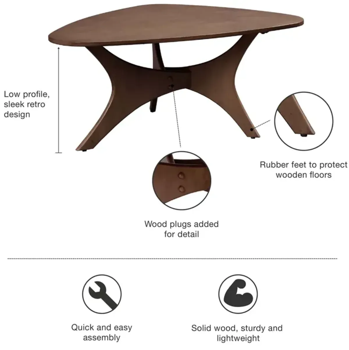 INK+IVY Blaze Brown Triangle Wood Coffee table