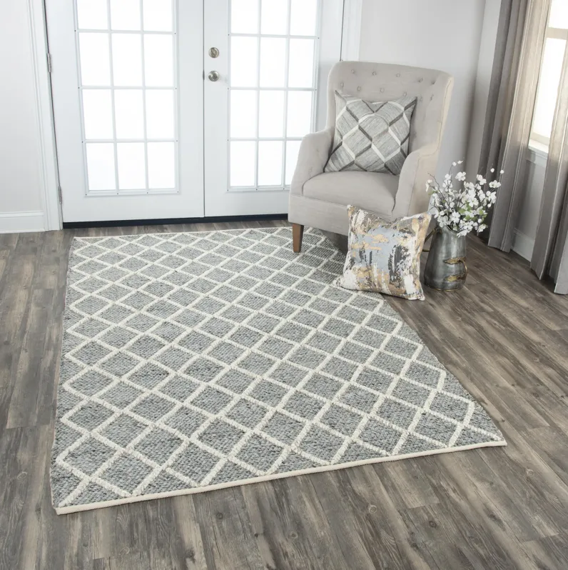 Ewe Complete me Gray Diamond/Woven Wool/Polyester 8' x 10' Rectangle Rug