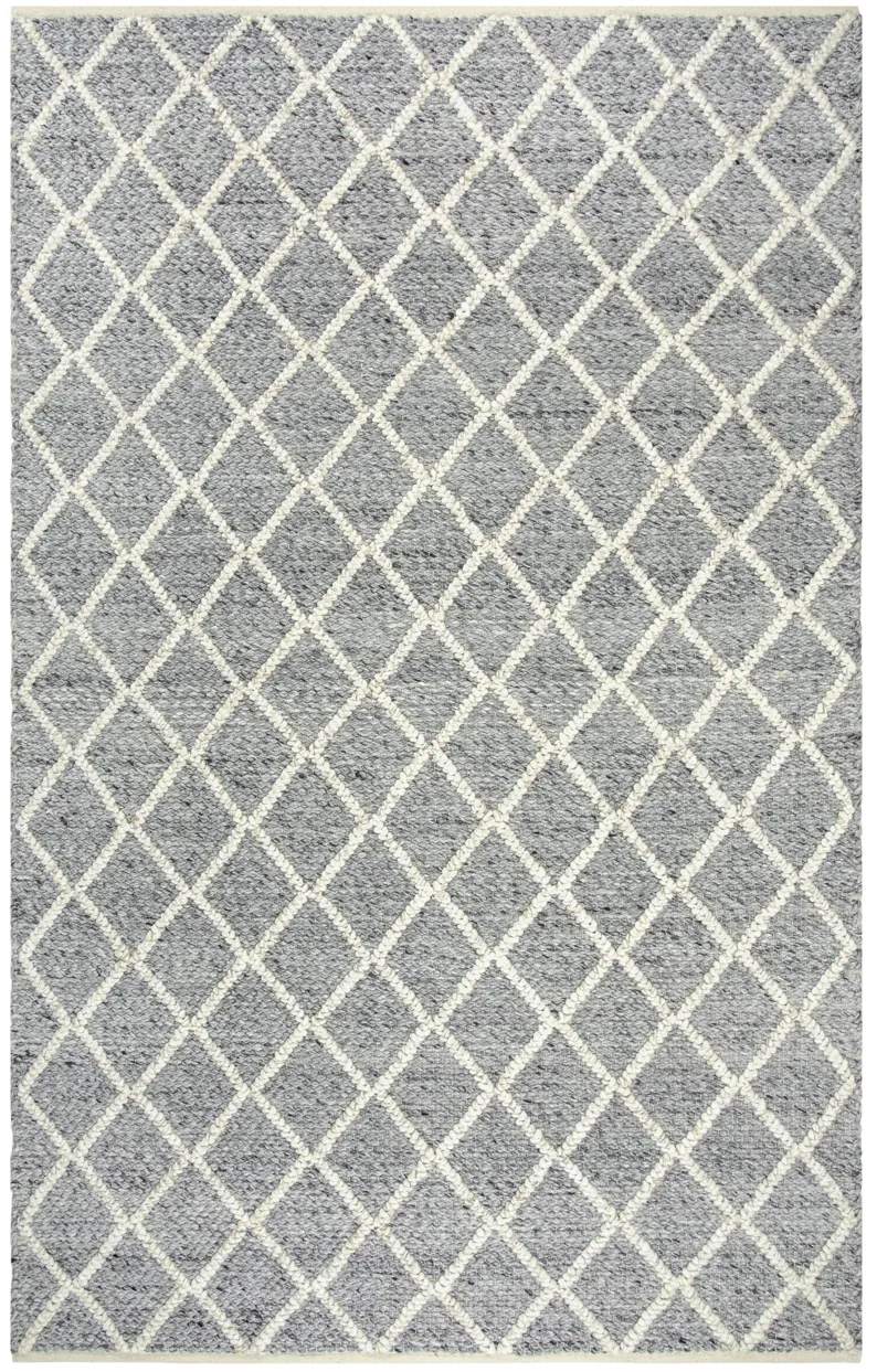 Ewe Complete me Gray Diamond/Woven Wool/Polyester 8' x 10' Rectangle Rug