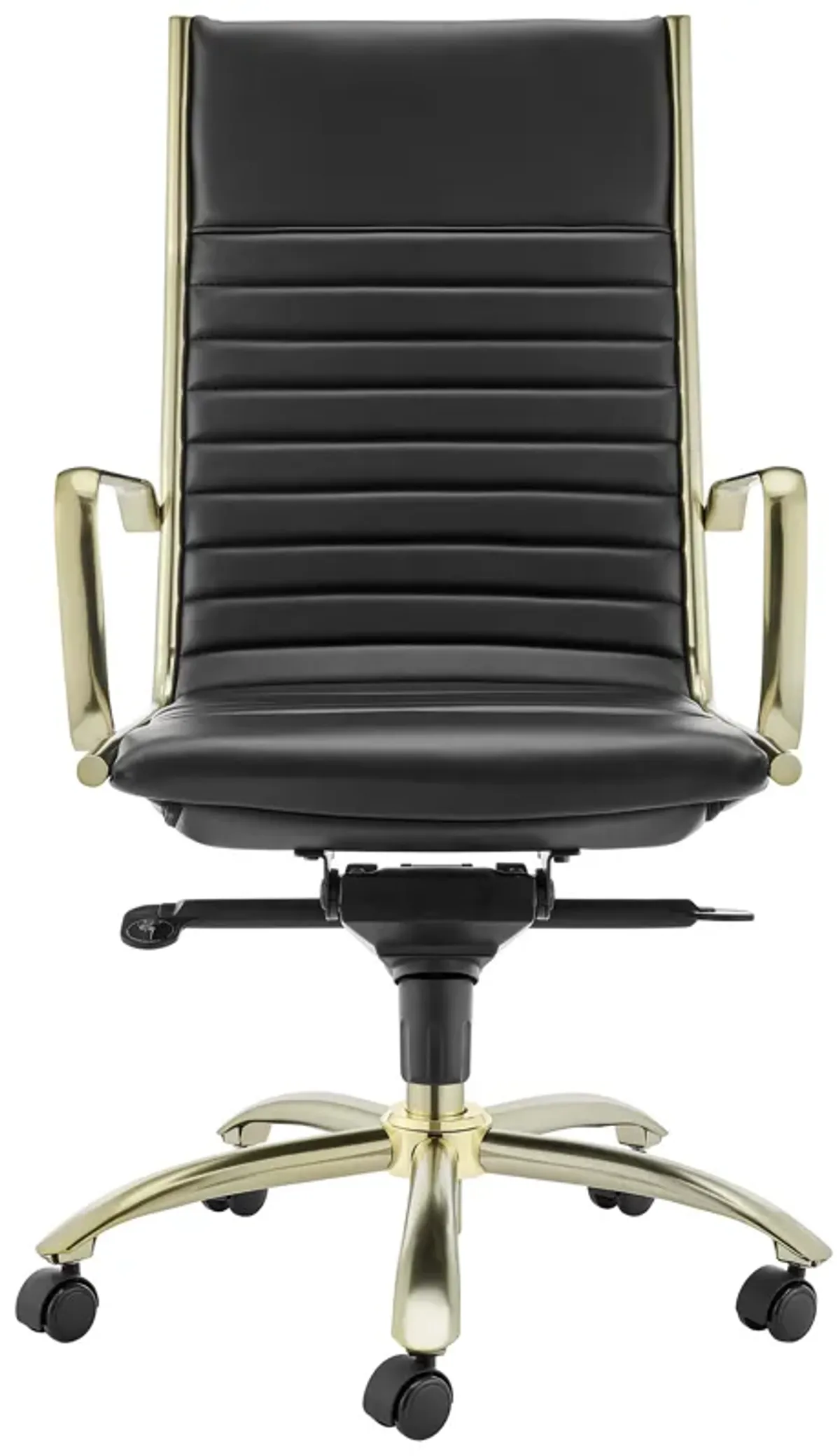 Dirk High Back Office Chair in Black with Matte Brushed Gold Base