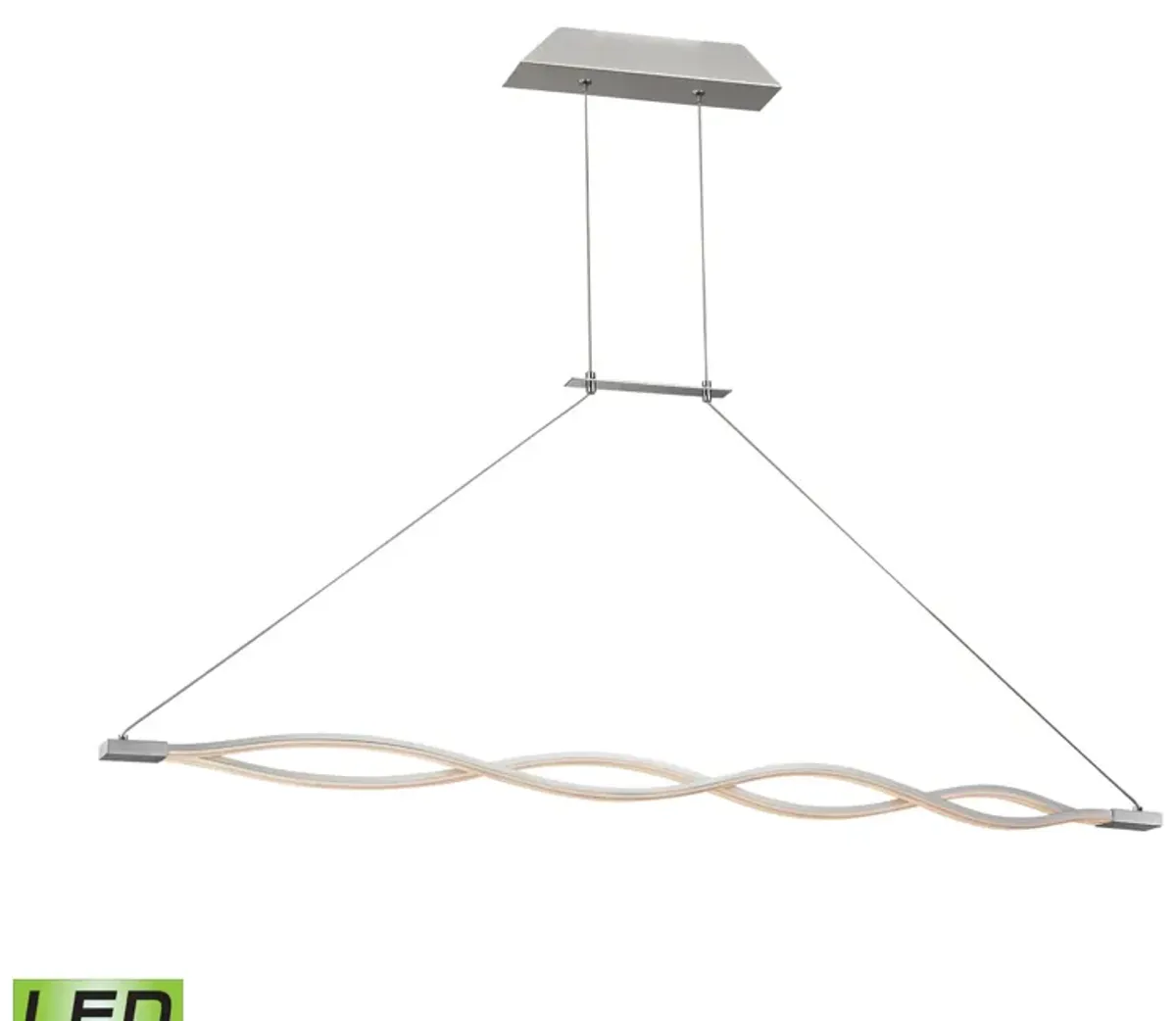 Twist 2" Wide 2-Light Linear Chandelier - Aluminum