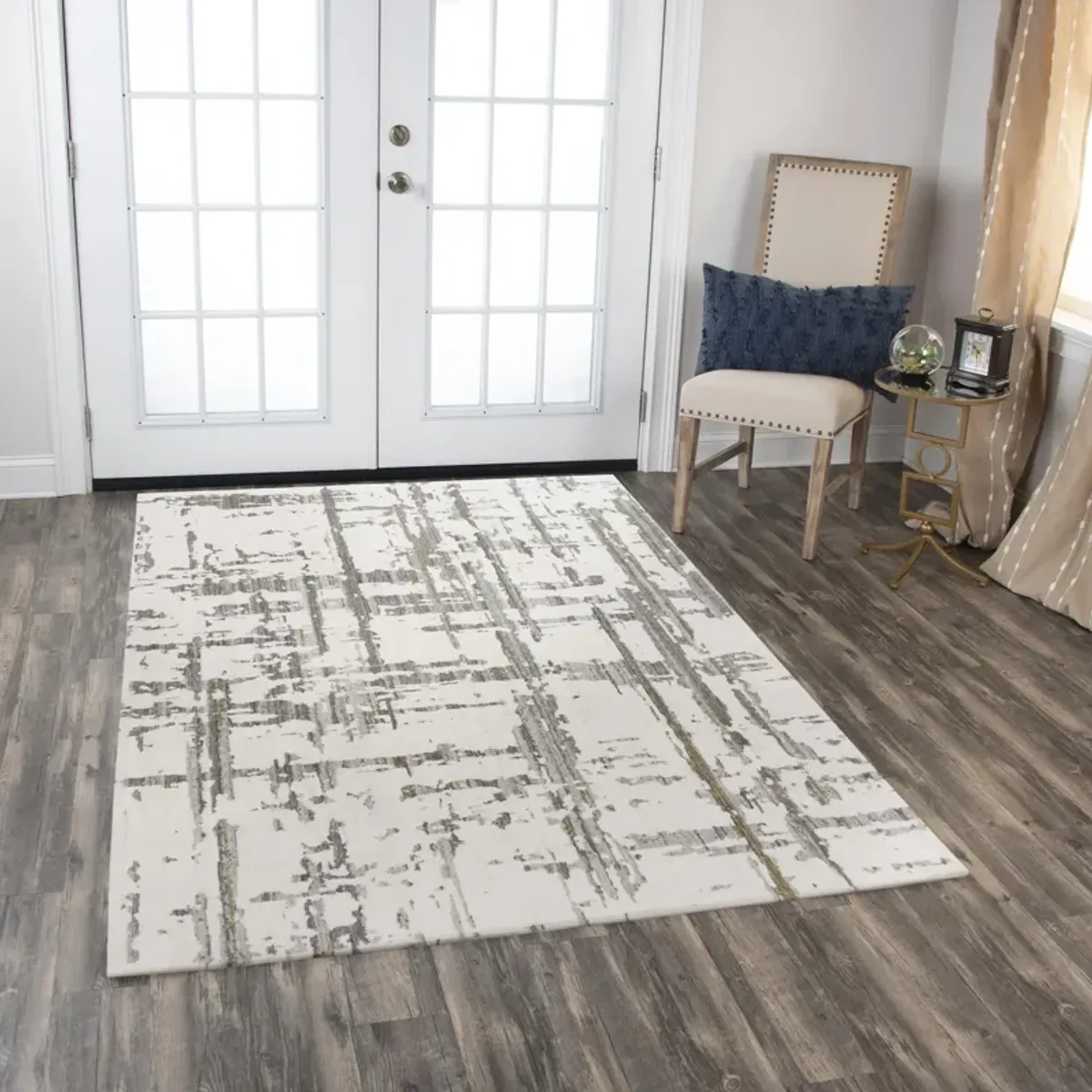 Ankara Ivory/Gray Abstract Recycled Polyester 8' x 10' Rectangle Rug