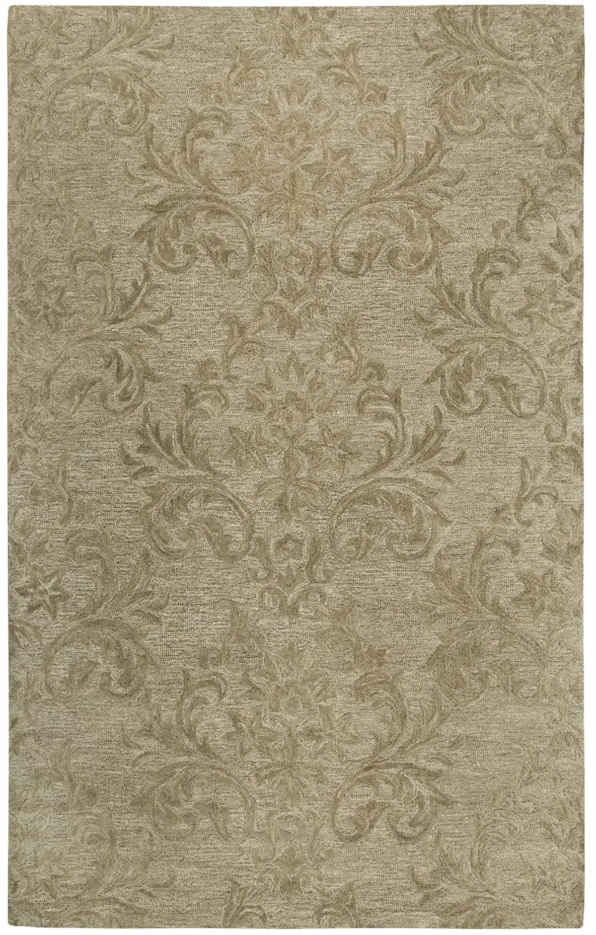 Fifth Avenue Brown Damask Wool 9'x12' Rectangle Rug