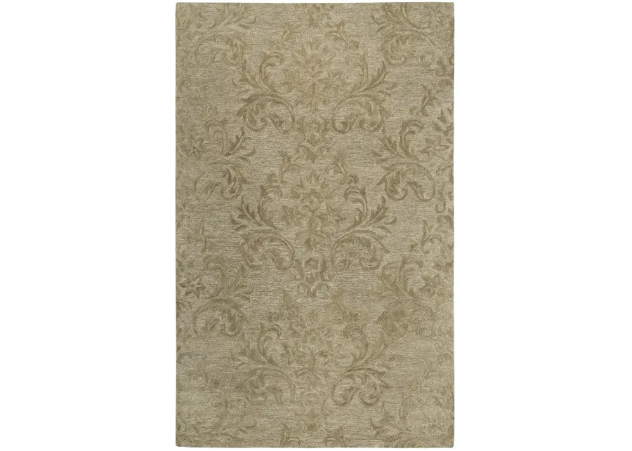 Fifth Avenue Brown Damask Wool 9'x12' Rectangle Rug