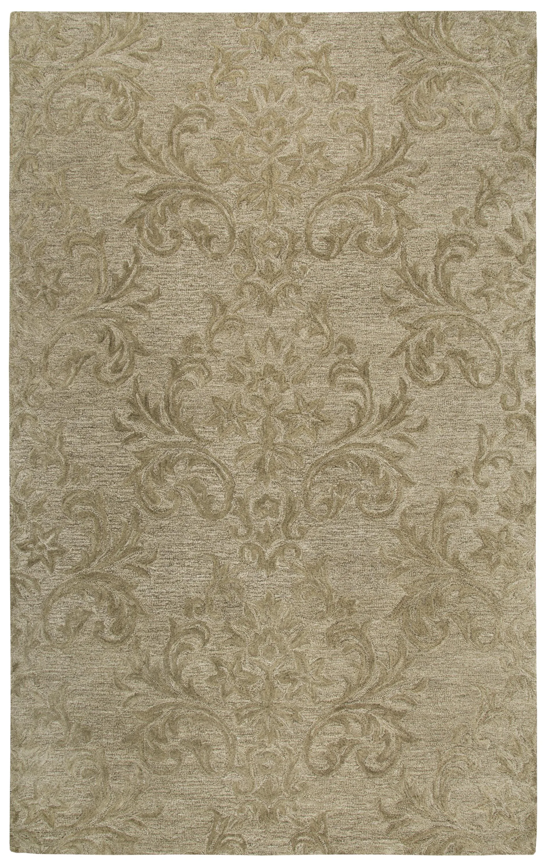 Fifth Avenue Brown Damask Wool 9'x12' Rectangle Rug