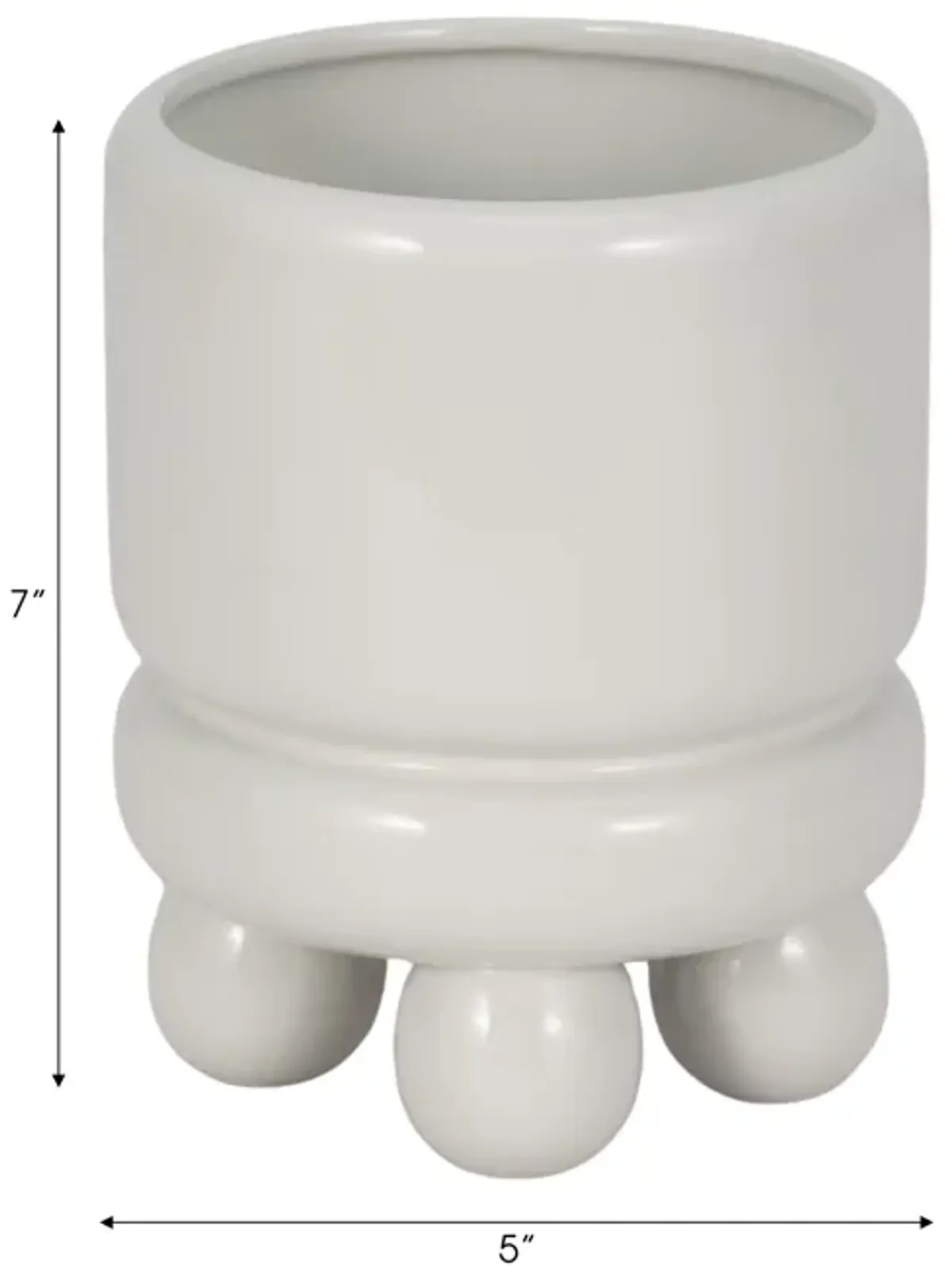 7" Knobby Footed Planter, White