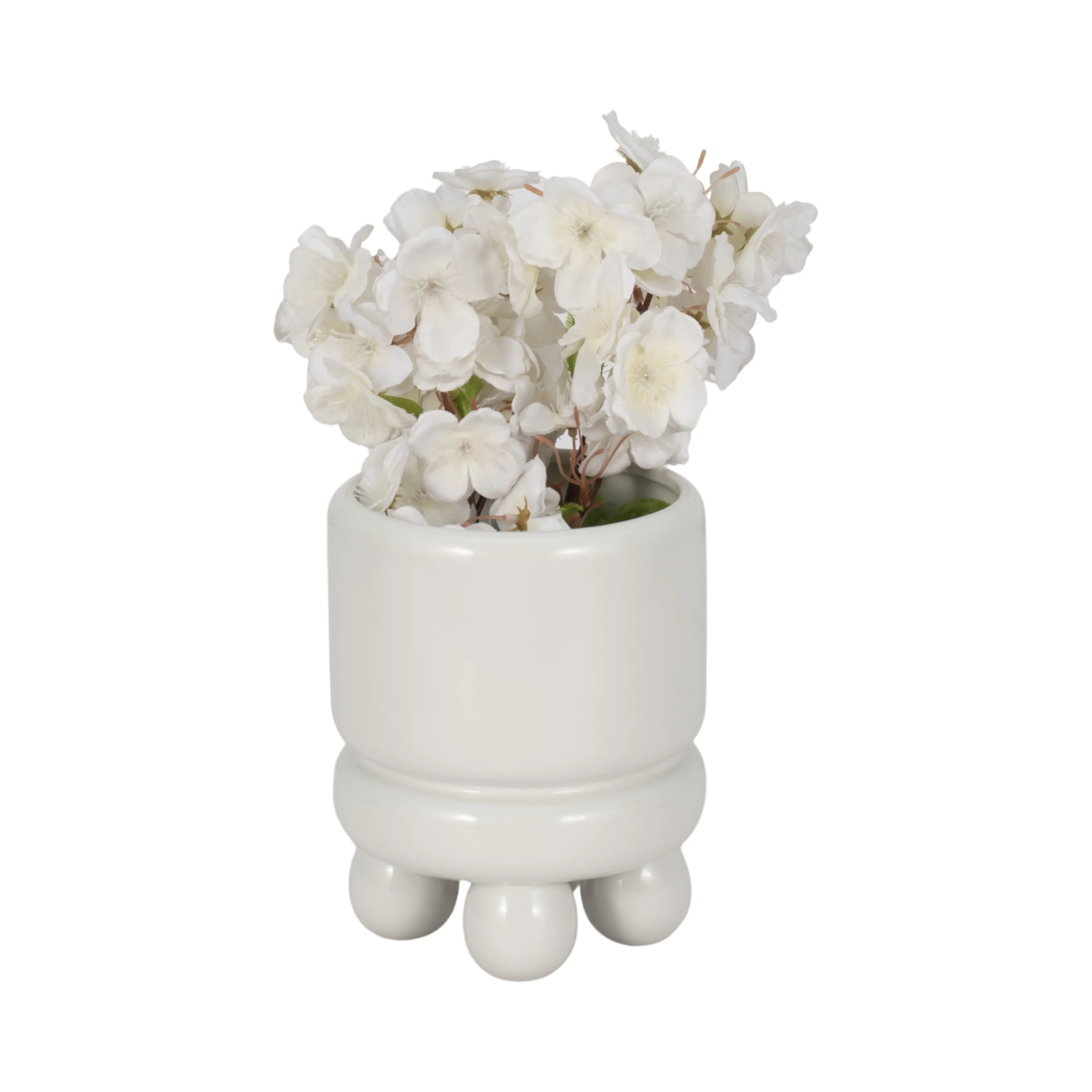 7" Knobby Footed Planter, White