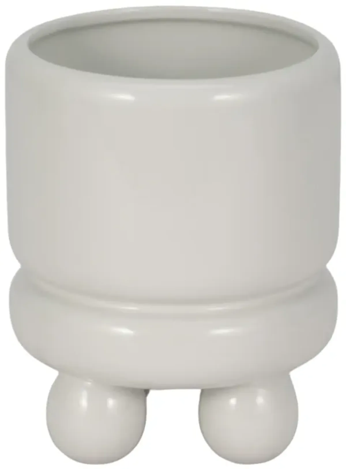 7" Knobby Footed Planter, White