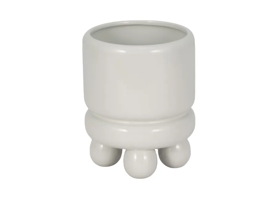 7" Knobby Footed Planter, White