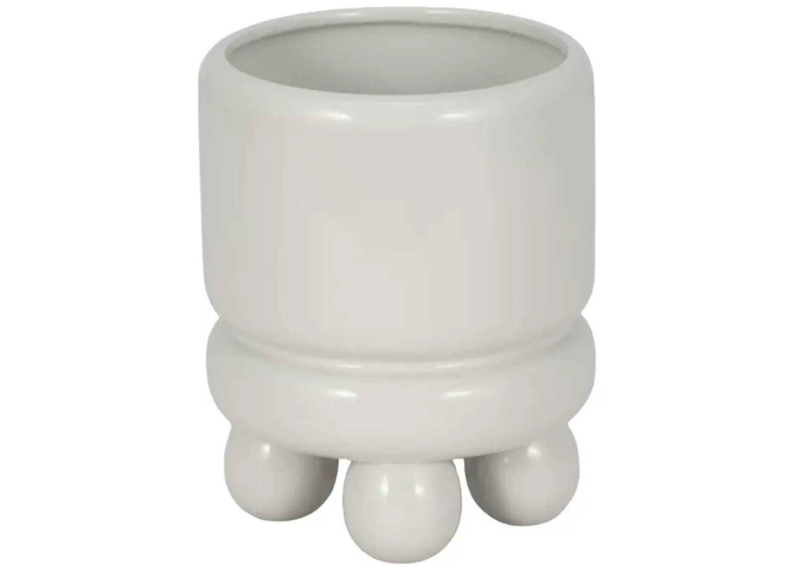 7" Knobby Footed Planter, White