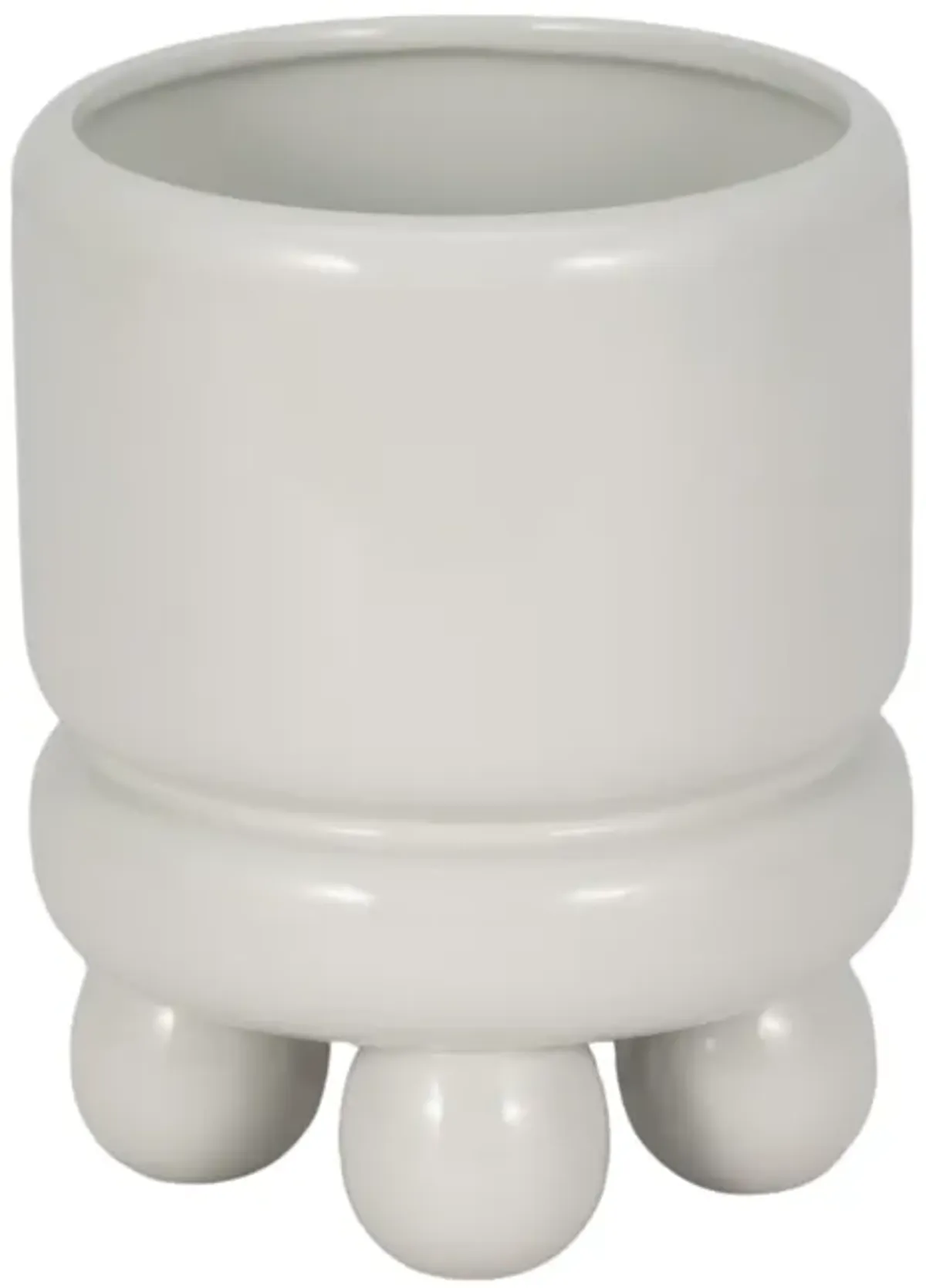 7" Knobby Footed Planter, White