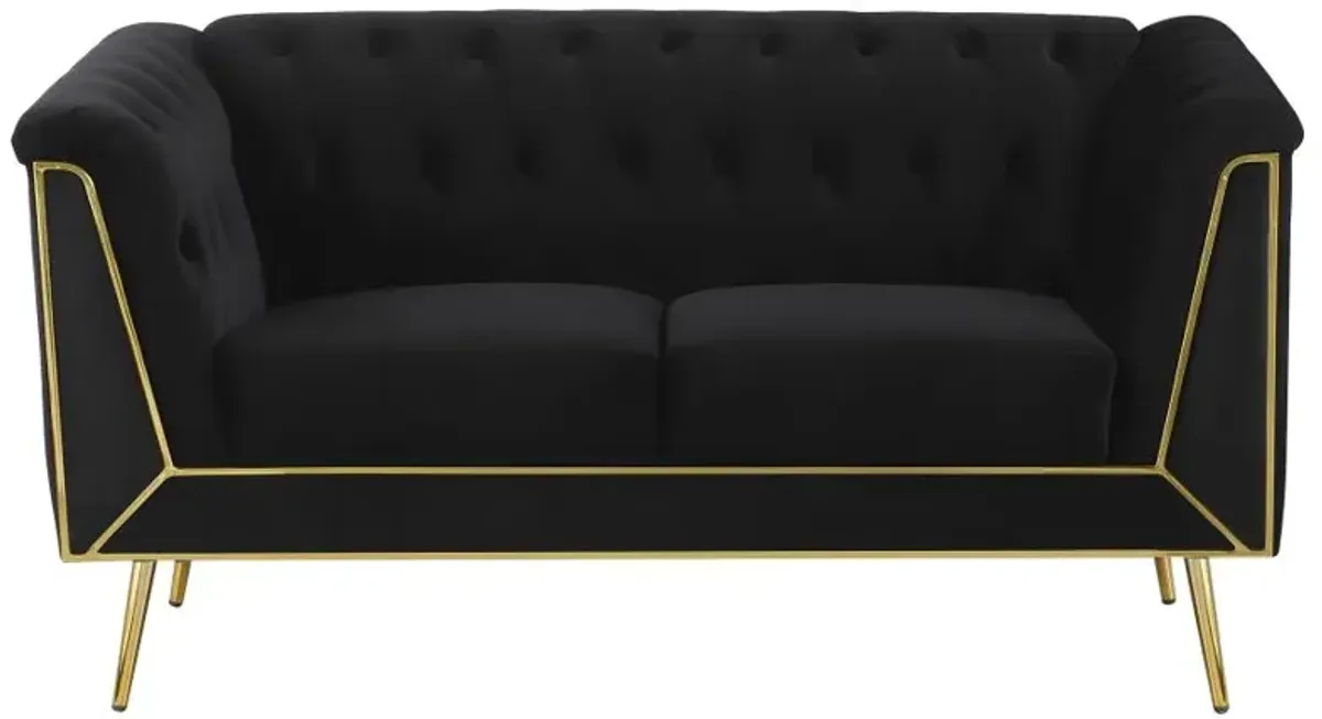 Holly Tuxedo Arm Tufted Back Loveseat Black