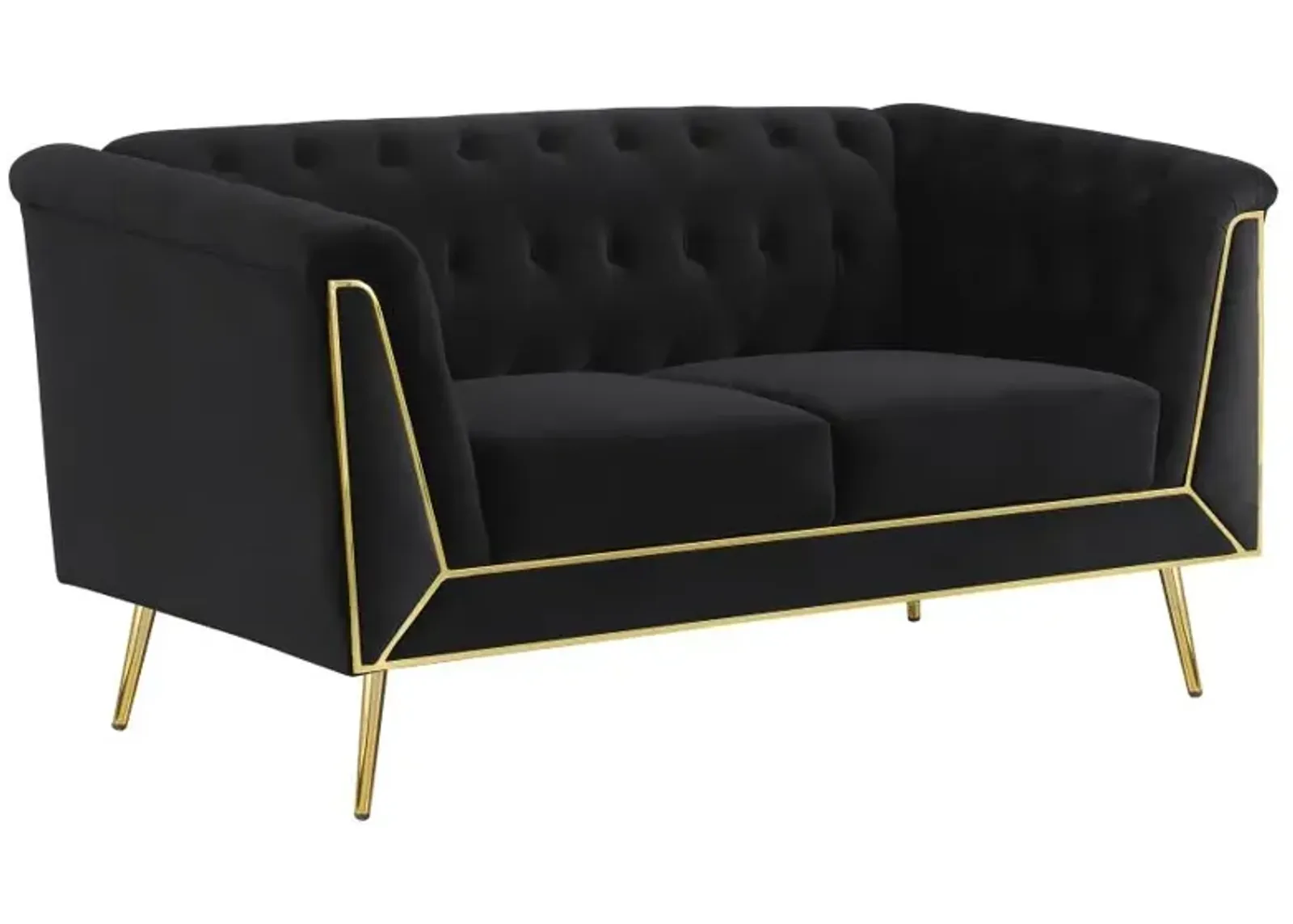 Holly Tuxedo Arm Tufted Back Loveseat Black