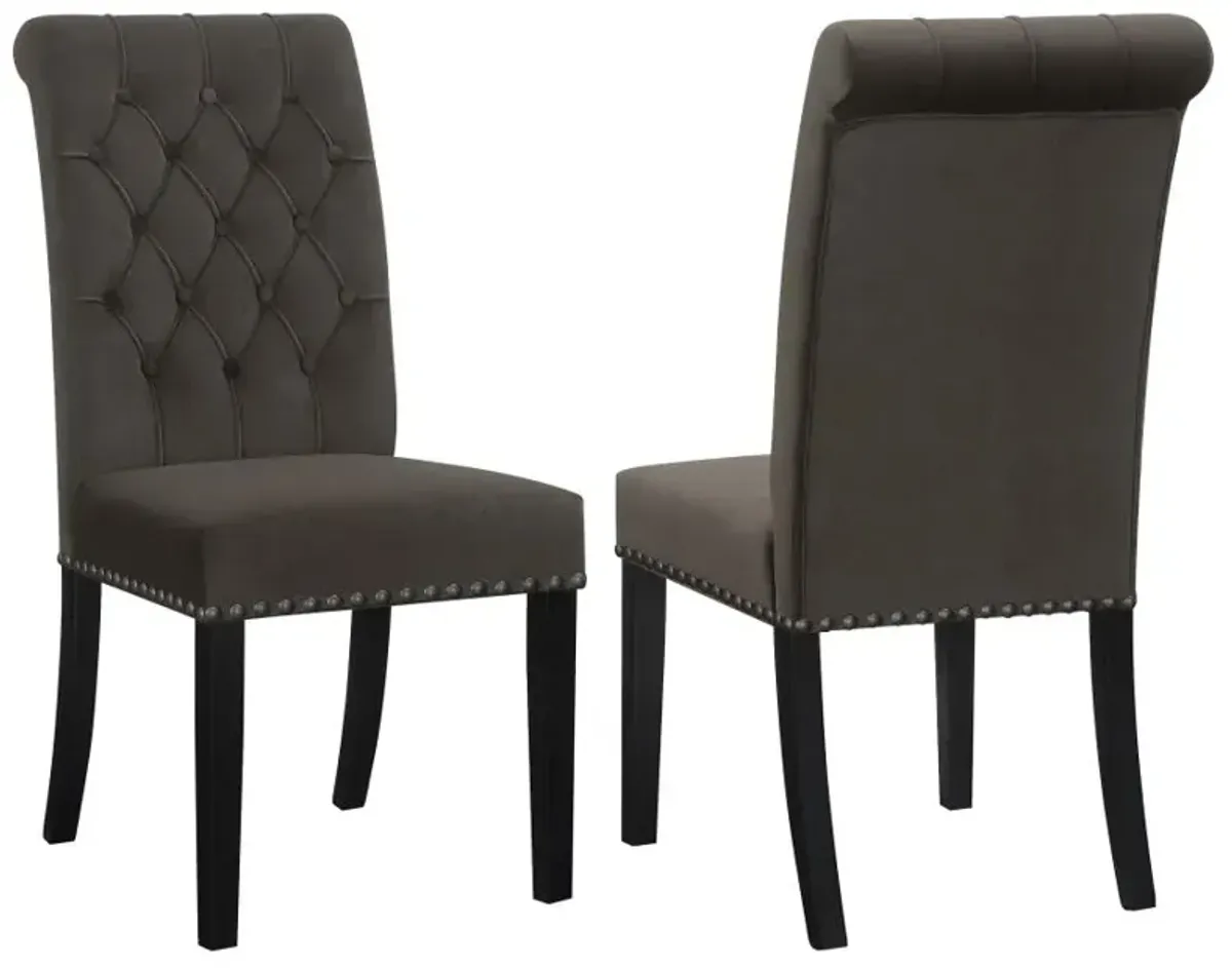 Alana Upholstered Tufted Side Chairs with Nailhead Trim (Set of 2)