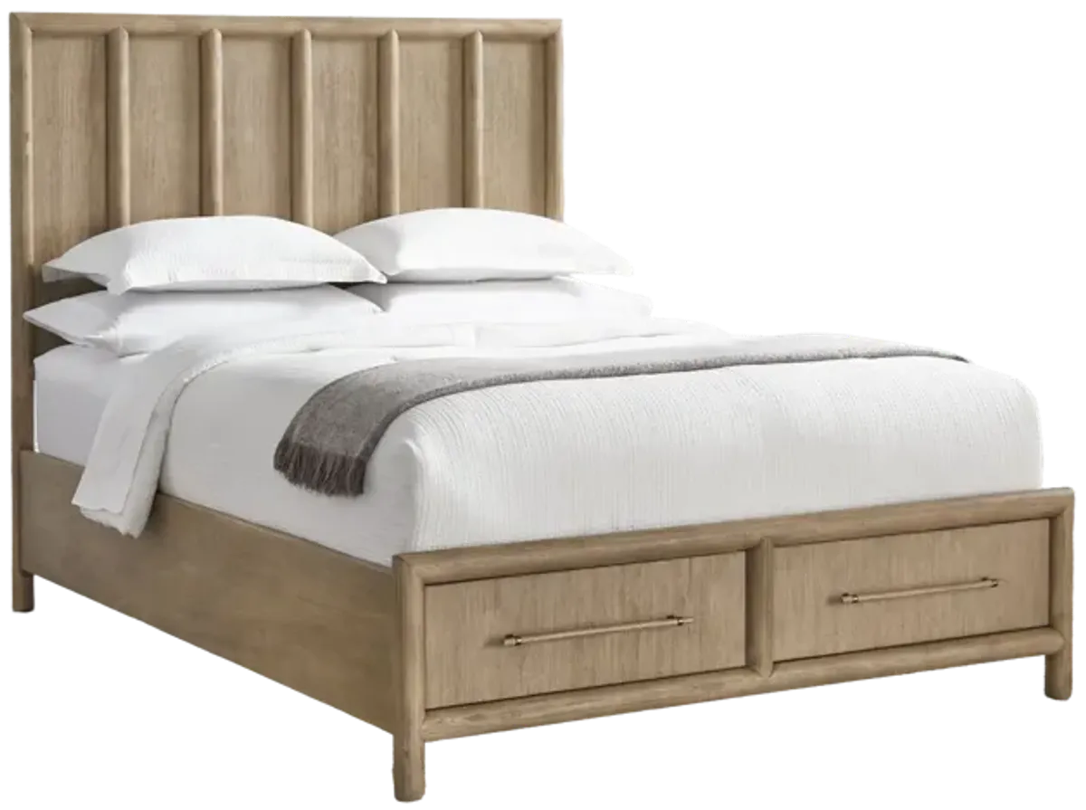 Dorsey Queen-size Two Drawer Storage Bed in Granola