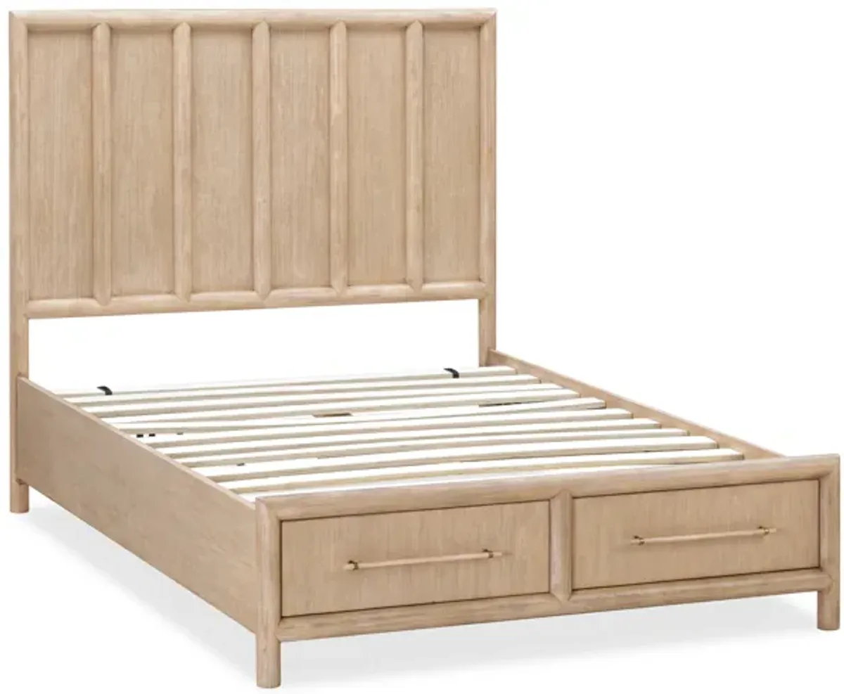 Dorsey Queen-size Two Drawer Storage Bed in Granola