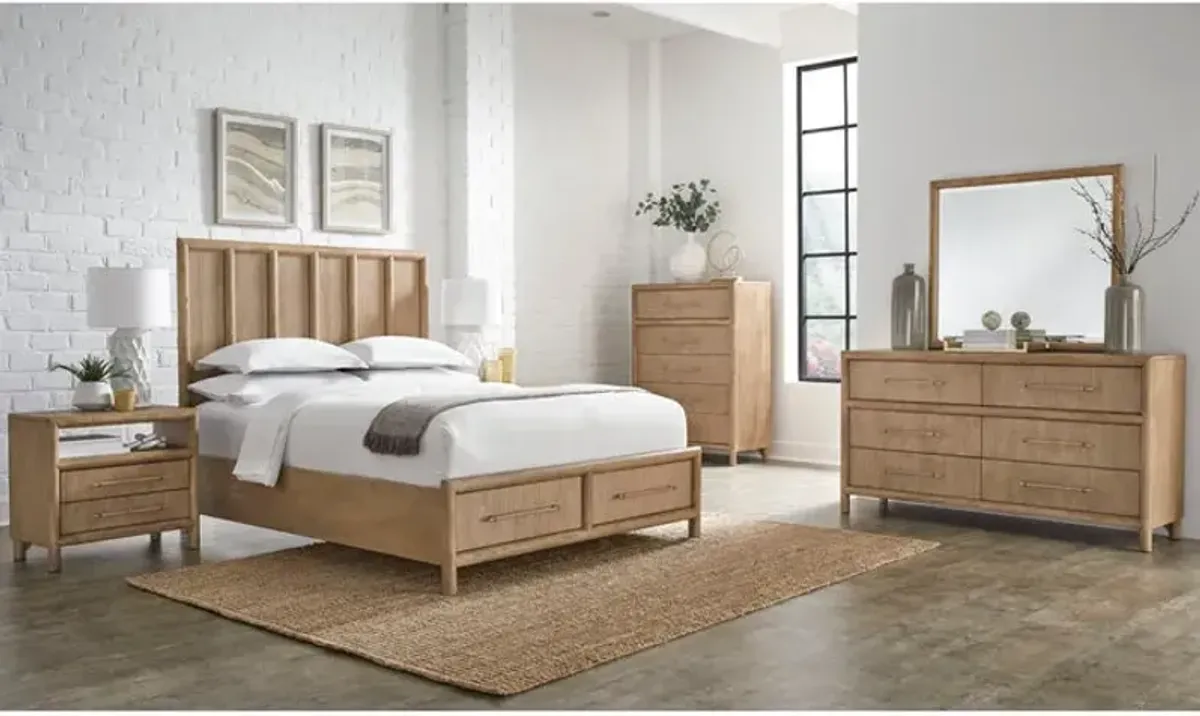 Dorsey Queen-size Two Drawer Storage Bed in Granola