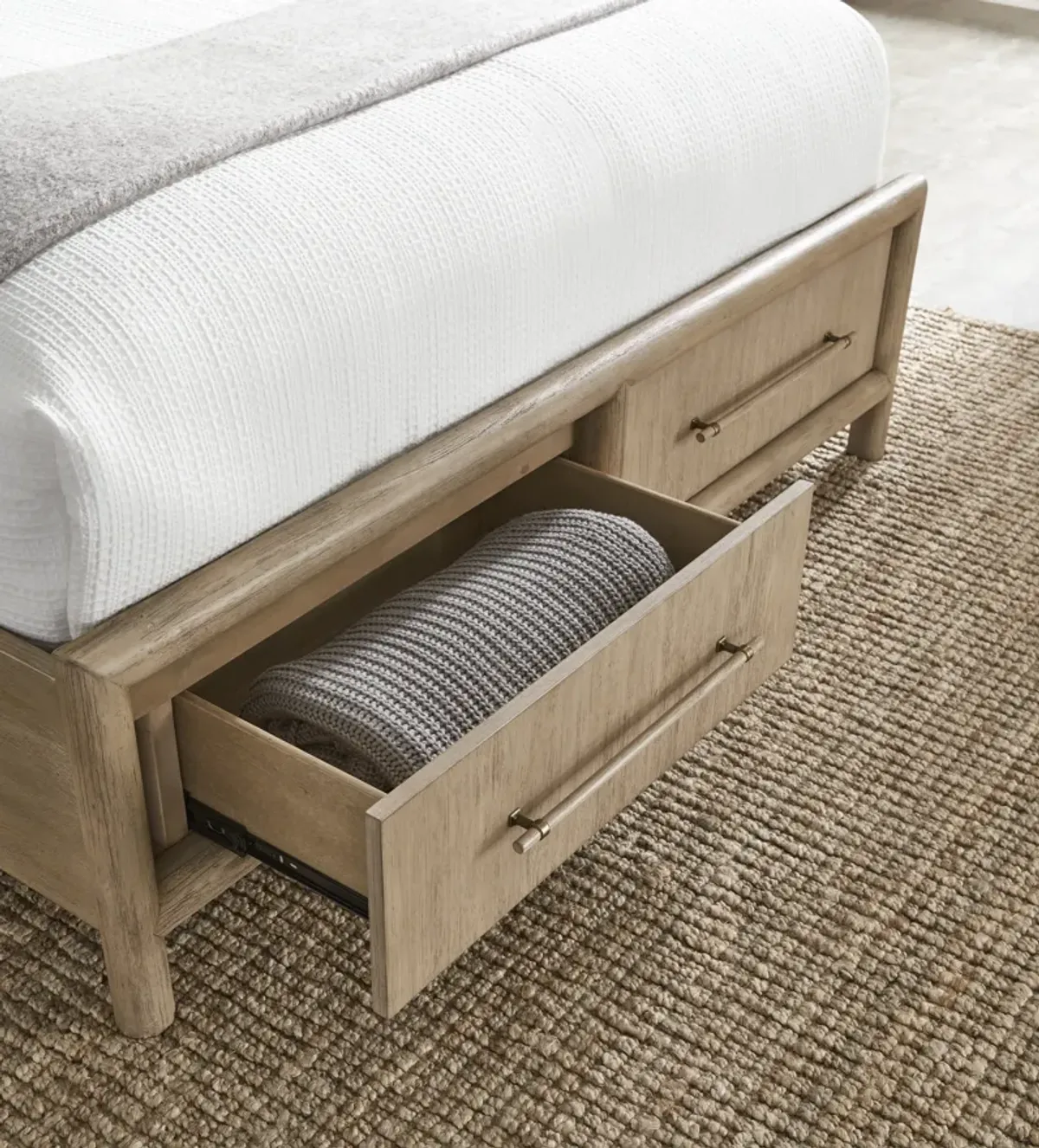 Dorsey Queen-size Two Drawer Storage Bed in Granola