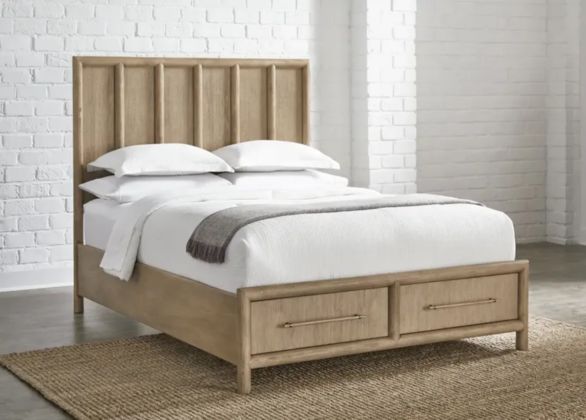 Dorsey Queen-size Two Drawer Storage Bed in Granola